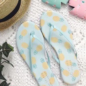 LC Lauren Conrad Pineapple Flip Flops